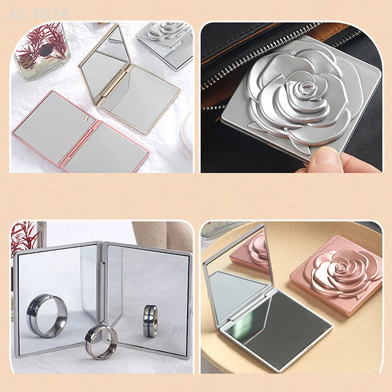 Retro Rose Double-Sided Pocket Compact Mirror | Makeup Tool