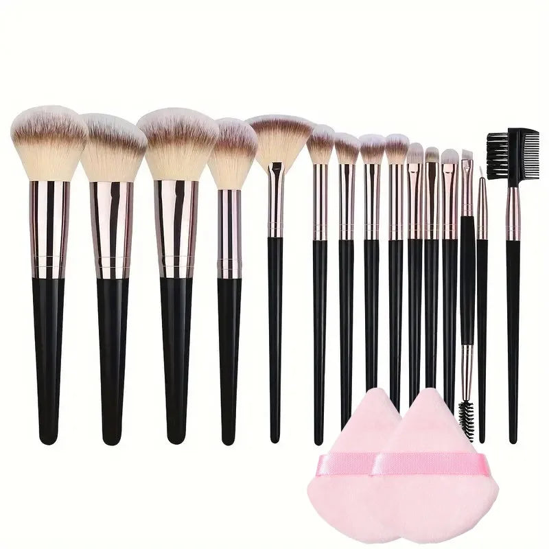 RUNTOIN Black Makeup Brush Set 3-20Pc | Kabuki Blending Brushes