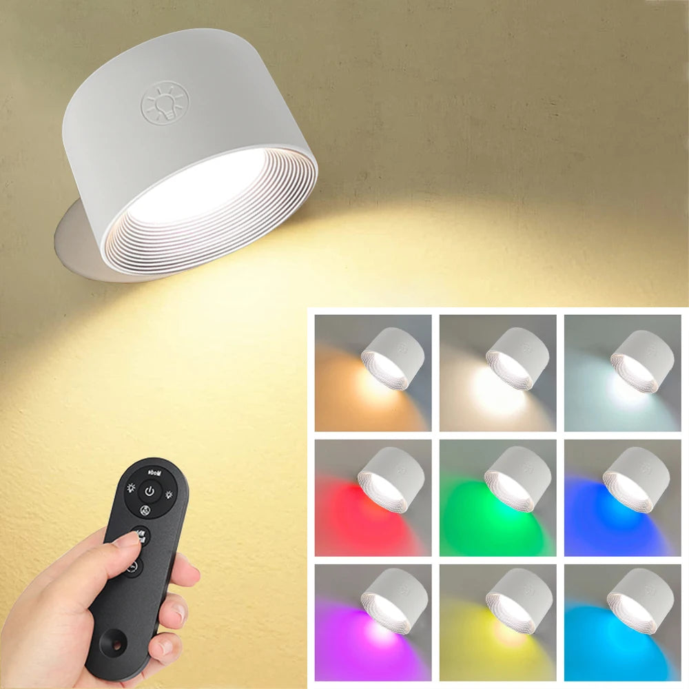 Led Wall Lamp Touch Remote Control IR 360 Rotatable USB Recharge Wireless Portable Night Light For Bedside Bedroom Reading Lamp Peaceful Pleasures Health and Wellness White