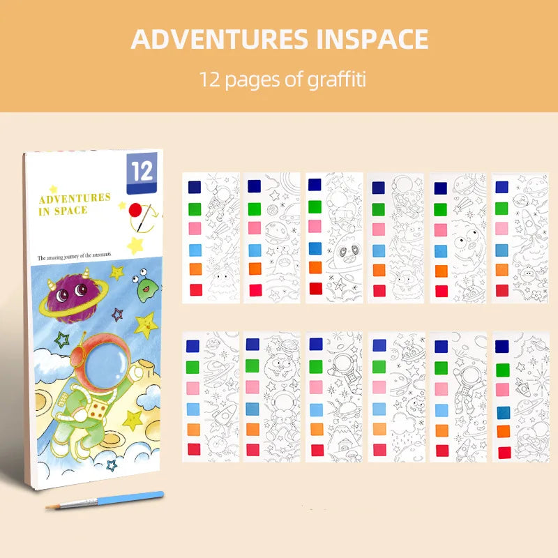 Bview Art Magic Water-activated Coloring Book Kids Reusable Gouache