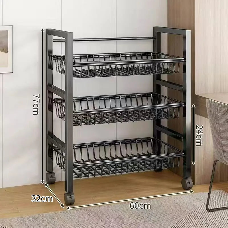 Sturdy Space Saving Heavy Duty Thickened Mesh Basket Kitchen Storage Rack For Vegetable and Fruit Organizer For Dorm Home Use Peaceful Pleasures Health and Wellness Signle 3 Layer A 60