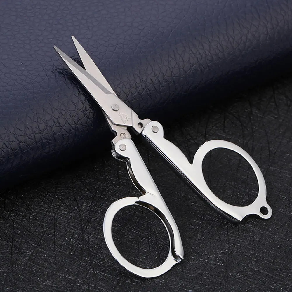 Folding Pocket Scissors Multifunctional Stainless Steel Folding Small Scissors Household Mini Thread Cutting Nail Tools Stainles Peaceful Pleasures Health and Wellness