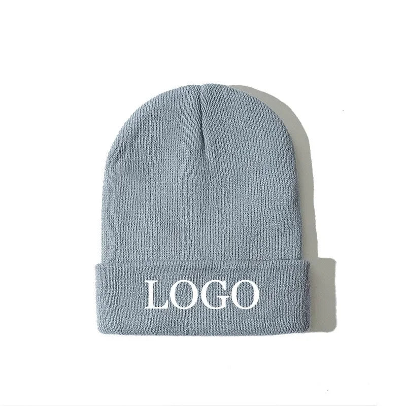 Custom Logo Ribbed Knit Beanie Hat | Unisex Winter Skullcap