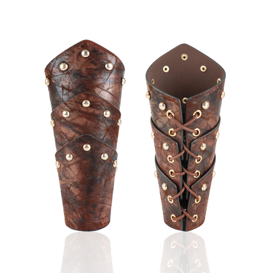 UYEE Medieval Viking Warrior Leather Bracer Steampunk Fur Elf LARP Peaceful Pleasures Health and Wellness 2pcs One Size