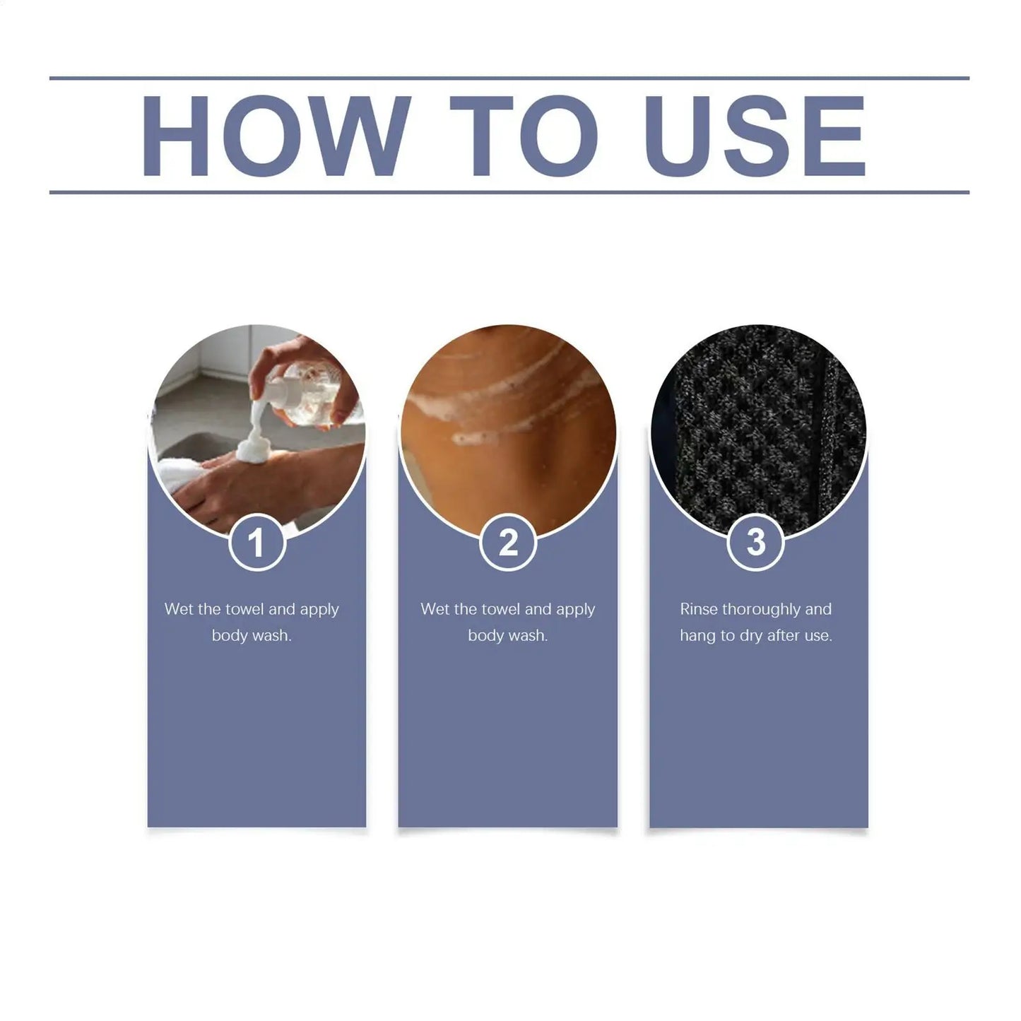 Exfoliating Bath Scrub Towel – Long Handle Back Scrubber