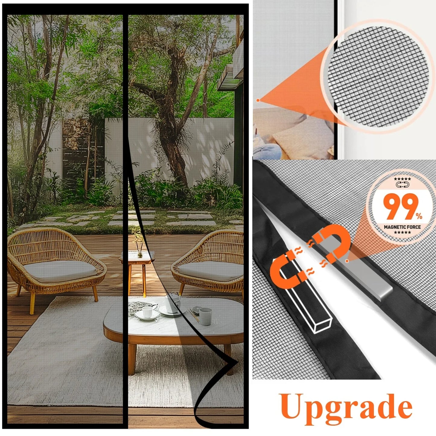 Magnetic Screen Door Anti Mosquito Mesh Curtain Net Keeps Bug Out Hands Free Partition Mute Striped Bedroom Door Ventilation Peaceful Pleasures Health and Wellness Upgrade D black