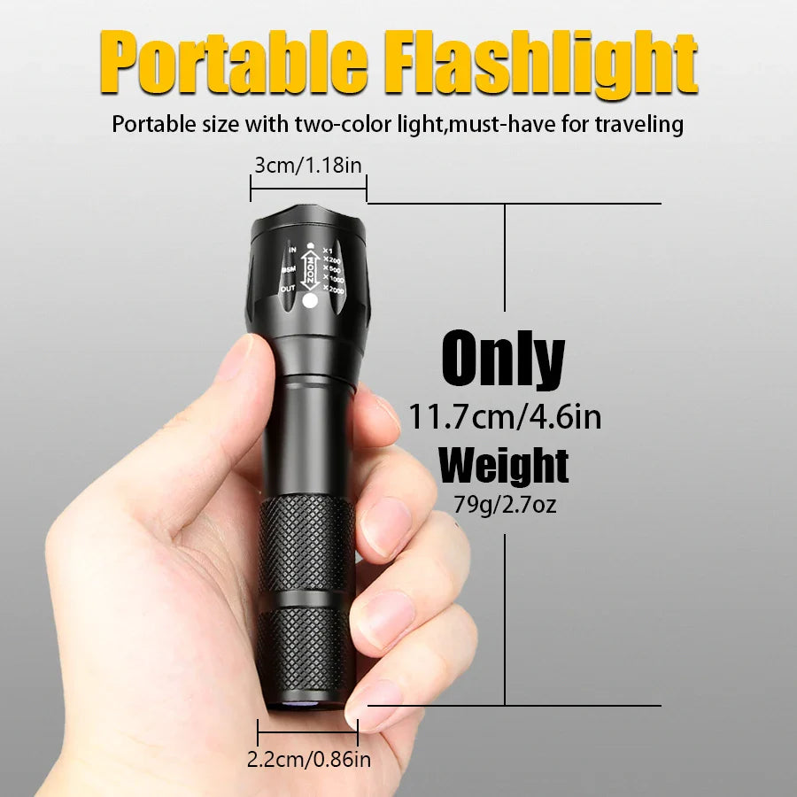 USB Rechargeable Dual Light Flashlight – White & UV 395nm Torch