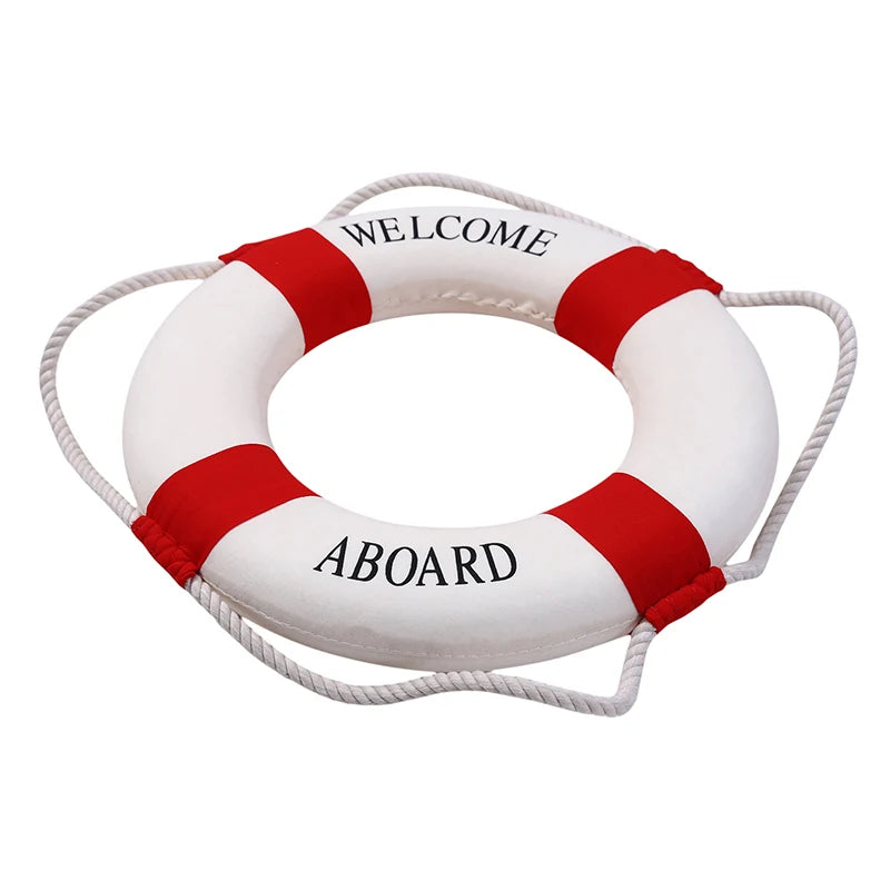 Mediterranean Style Hanging Lifebuoy Decoration Red Blue Creative Nautical Home Ornament for Living Room Wall Beach House Peaceful Pleasures Health and Wellness Red E