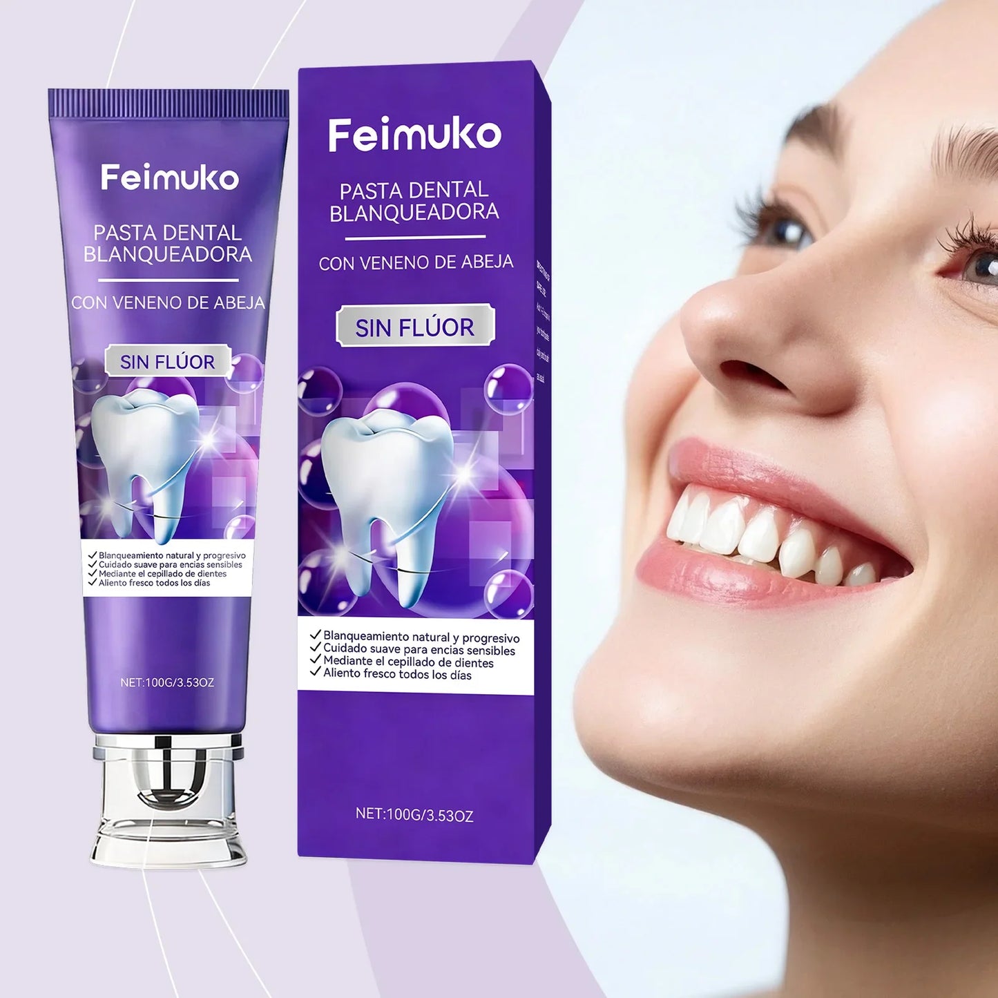 FEIMUKO Purple Whitening Toothpaste – Bee Venom & Enamel Care