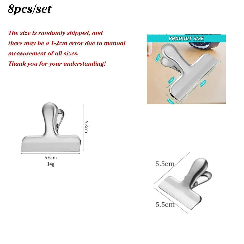 8pcs Stainless Steel Sealing Clip Food Snack Sealing Pocket Clip Vacuum Fresh-keeping Clip Kitchen Storage Gadgets Tools Peaceful Pleasures Health and Wellness