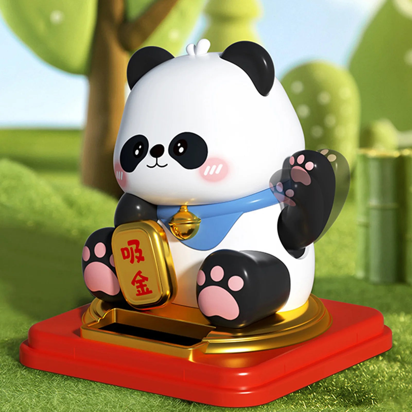 3 Inch Solar Powered Panda Auto Decor Good Luck Gift Automatic Swing Arm Business Opening Gift Solar Panda Lucky Ornament Peaceful Pleasures Health and Wellness