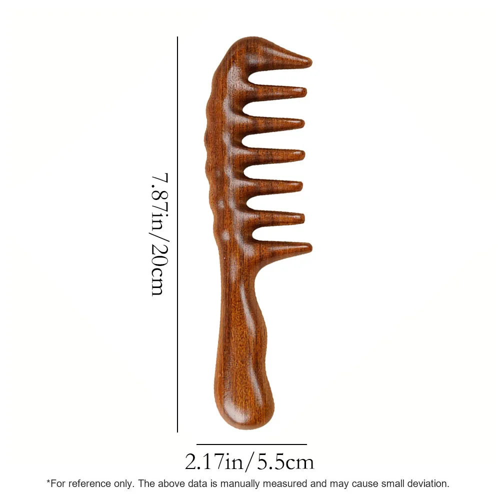 Handmade Sandalwood Wide Tooth Comb – Anti-Static Detangler