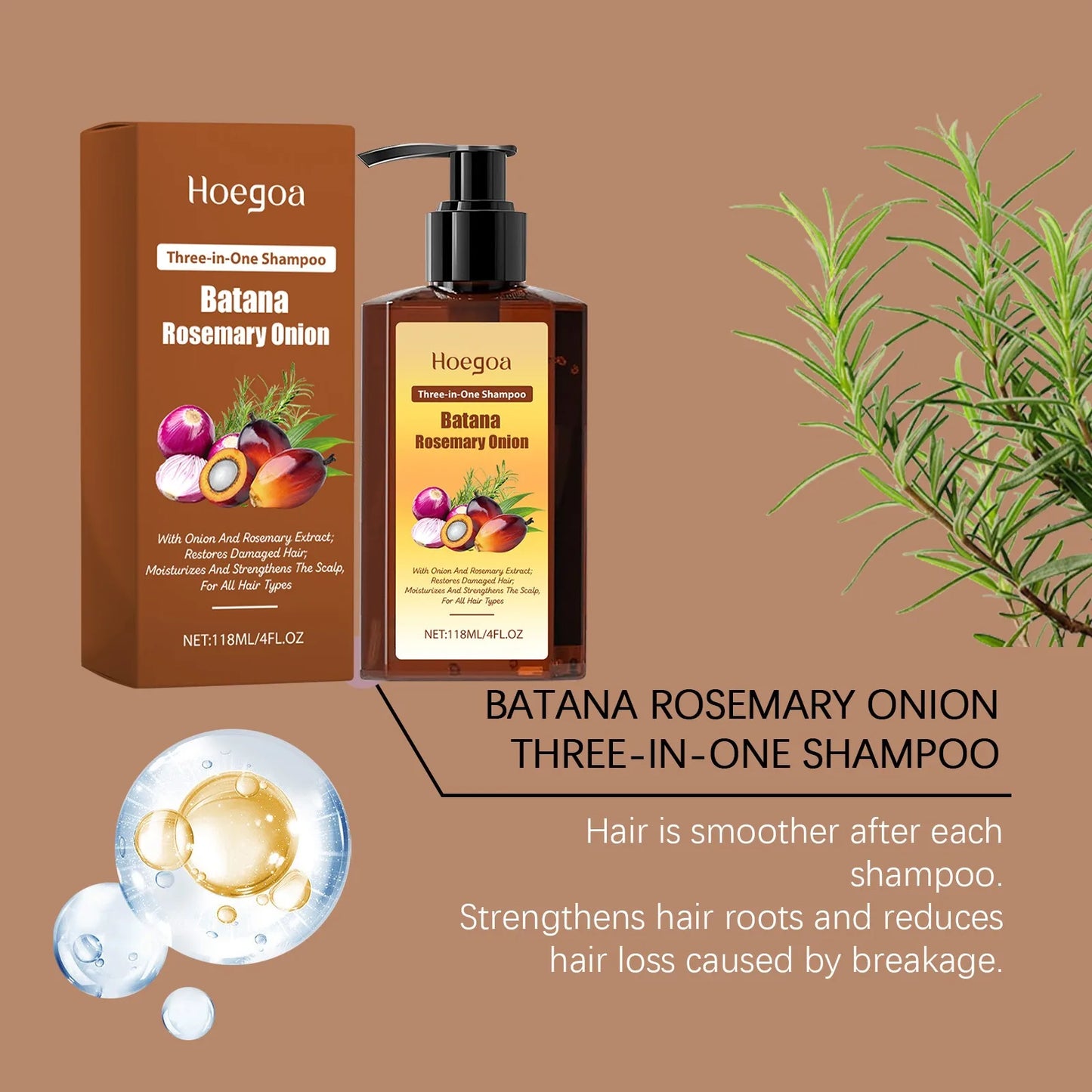 HOEGOA 3-in-1 Batana Rosemary Onion Shampoo – Dandruff & Growth