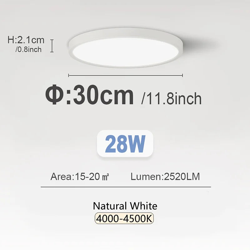 RUNTOIN 24W/28W Ultra-Thin Round LED Ceiling Light Panel