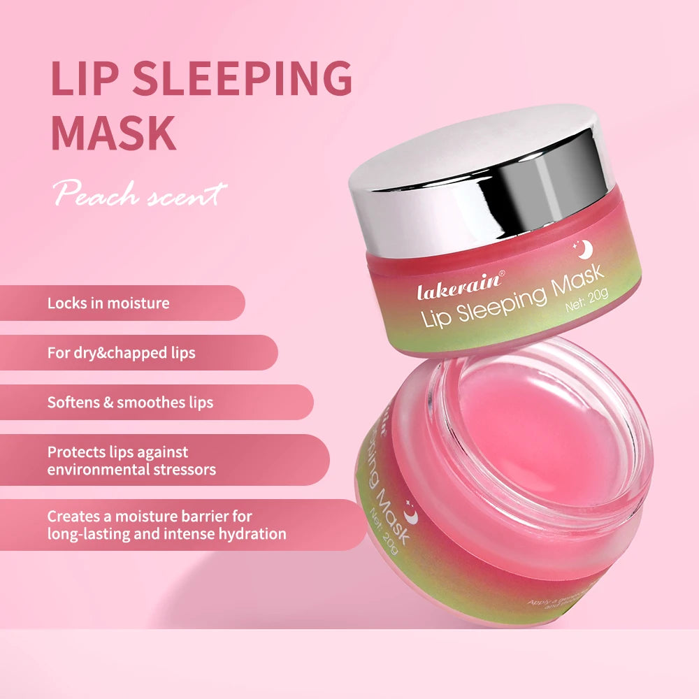 Peach Collagen Lip Sleeping Mask Powerful Moisturizing Repair Plumping Suitable Dry Chapped Lips Skin Care Long-Lasting Hydrate Peaceful Pleasures Health and Wellness