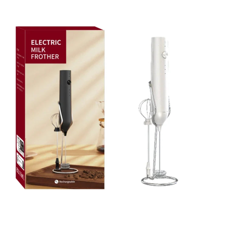 Electric Handheld Milk Frother – 3-Speed Rechargeable Foam Maker