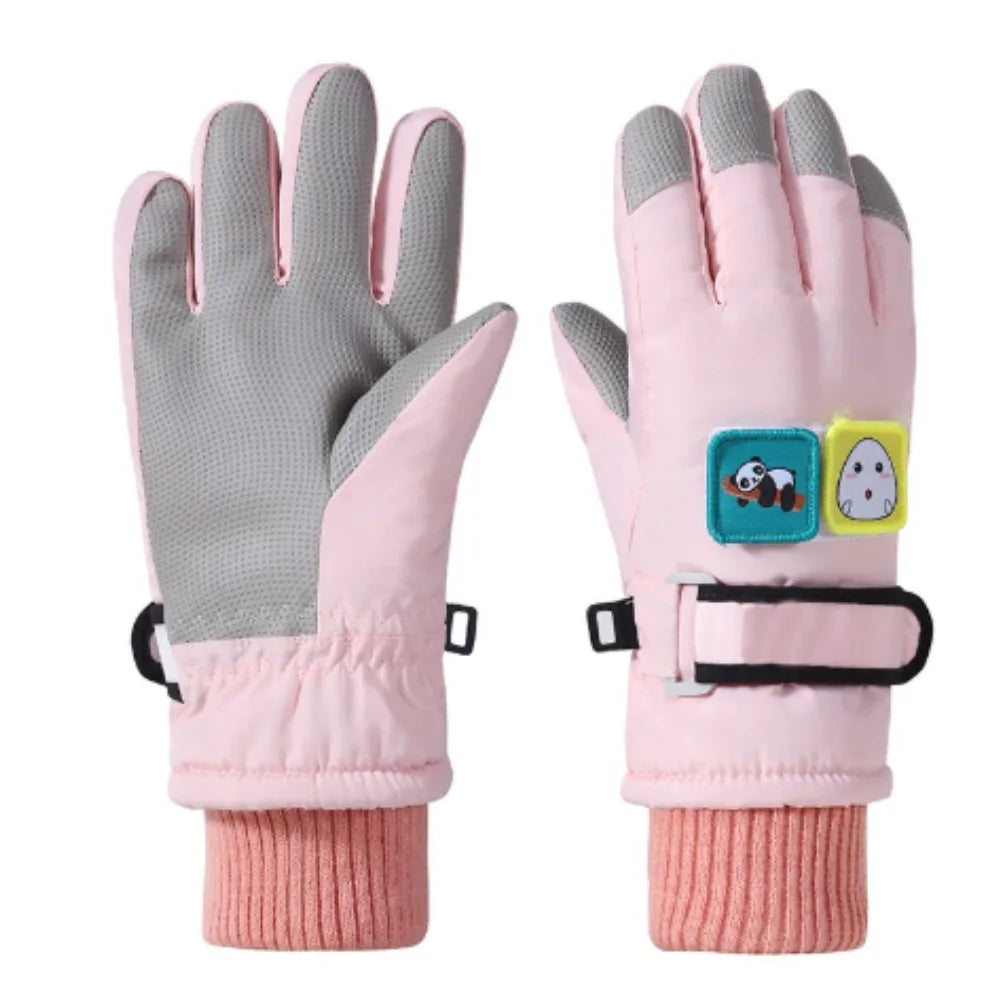 Kids' Snow Gloves for Boys Girls - Winter Warm with Anti-Slip Grip & Cute Designs for Bike Riding, Snow Play, Skating Peaceful Pleasures Health and Wellness Pink-M