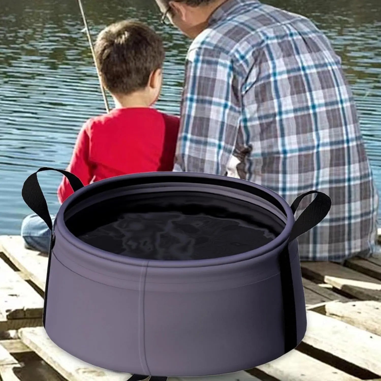 Folding Bucket, Water Container, 8.5l Waterproof Folding Basin, Space-Saving Utility Tub for Gardening, Camping Peaceful Pleasures Health and Wellness
