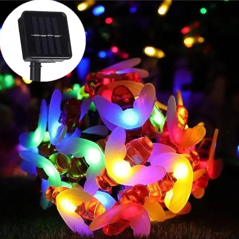 Solar Bee String Lights Outdoor Waterproof LED Garden Decor