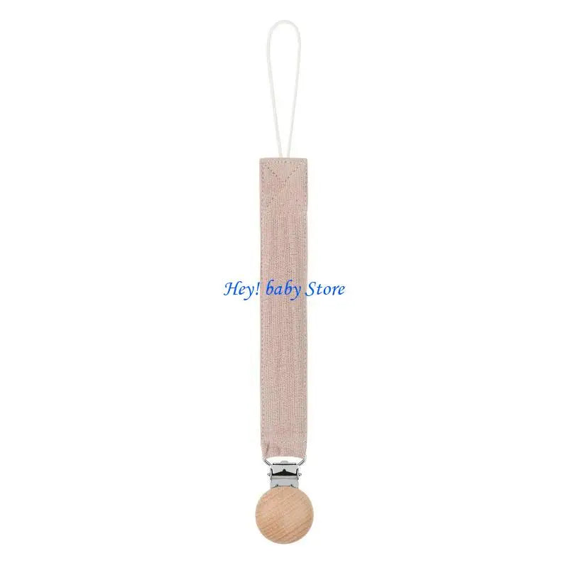 Baby Pacifier Clip Chain Holder | Cotton, Metal & Beech Wood