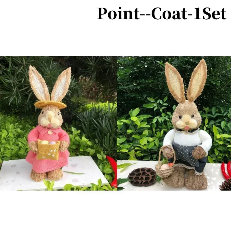 Handmade Straw Easter Bunny Ornament | Rustic Spring Decor