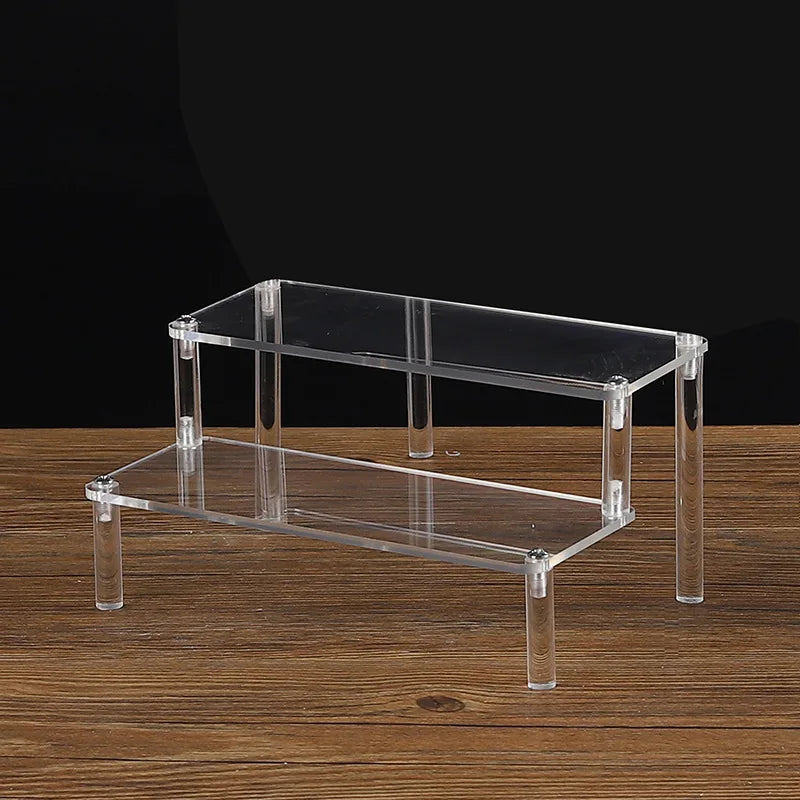 1-5 Tier Acrylic Display Stand Clear Display Riser Rack for Cupcake Perfume Doll Décor Organizer Amiibo Funko POP Figures DC05 Peaceful Pleasures Health and Wellness 2 tier 20x10