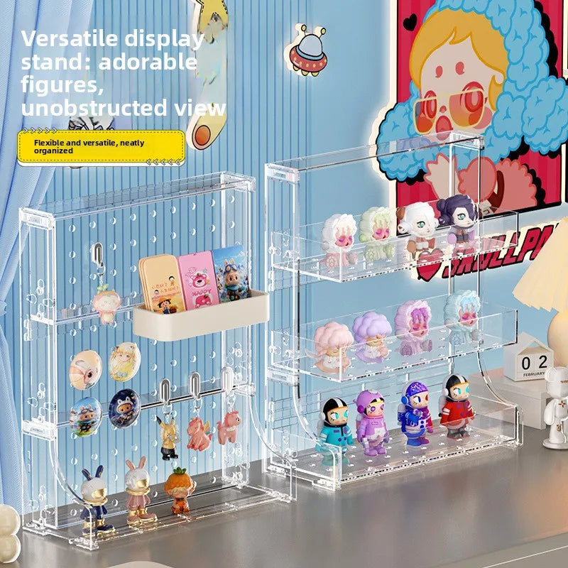 Versatile Pegboard & Figure Display Shelf – Multi-Tier Storage Rack with Raised Edges to Prevent Falls for Collectibles Peaceful Pleasures Health and Wellness
