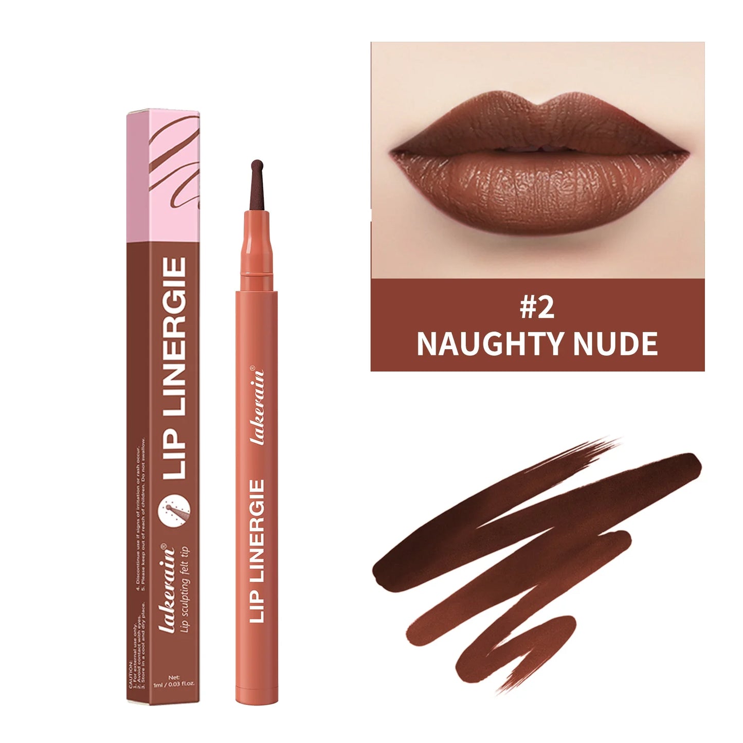 Lip Lingerie Long Lasting Waterproof Lip Liner Stain 8 Colors Transfer Proof Smudge Resistant Color No Bleed Formula Cosmetics Peaceful Pleasures Health and Wellness 02 NAUGHTY NUDE