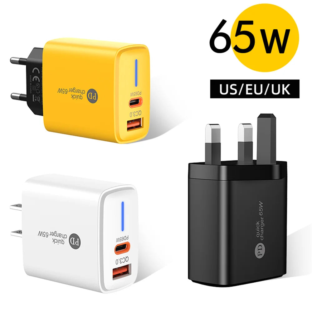 65W USB-C PD 3.0 Fast Charging Wall Adapter | Multi-Port