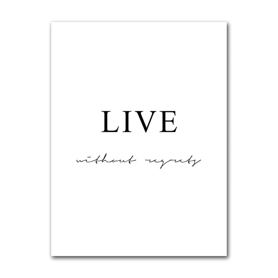Minimalist Black & White Dream Love Quote Canvas Wall Art