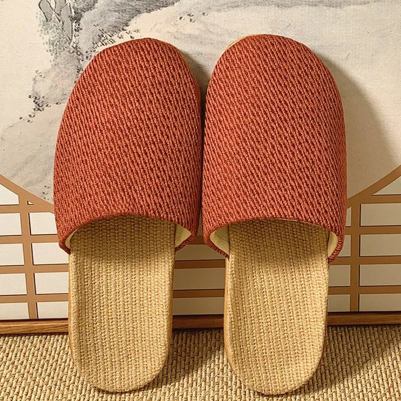 Men's Linen Slippers Non-Slip Indoor Slides Summer Sandals