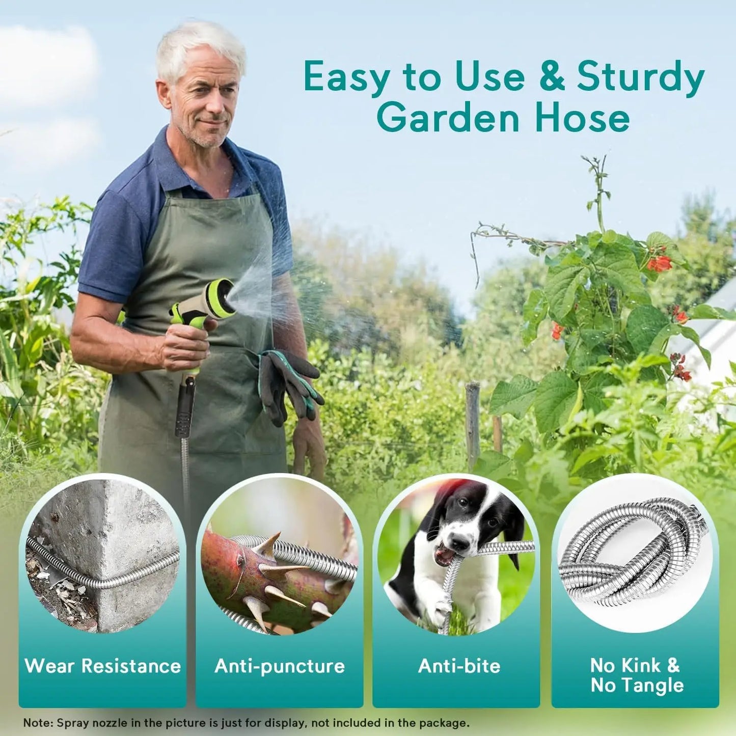 Stainless Steel Garden Hose 25–75ft | Kink-Free Metal Hose