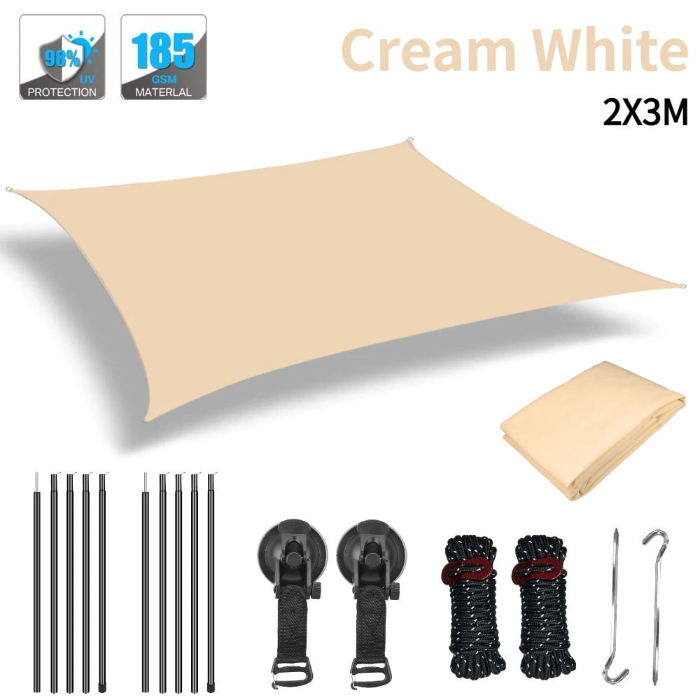 Rtractable Vehicle Awnings Waterproof UV-Resistant Sun Canopy 2x3M 2x4M Campervan Shelter for Car SUV Vans Outdoor Camping Tents Peaceful Pleasures Health and Wellness Cream White 2X3M