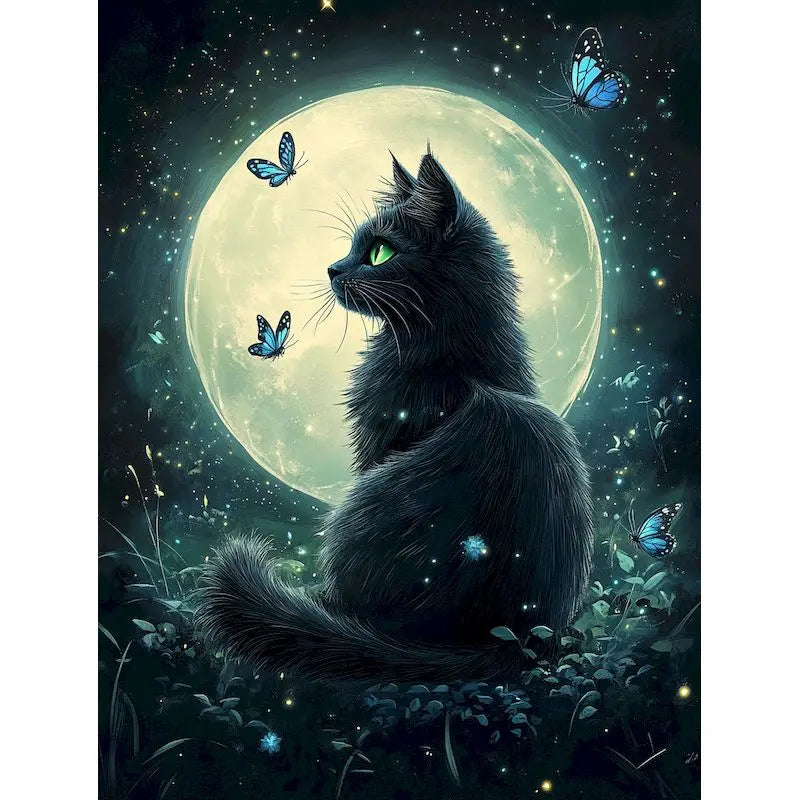 Black Cat Paint by Numbers Kit | DIY Canvas Wall Art 60x75cm