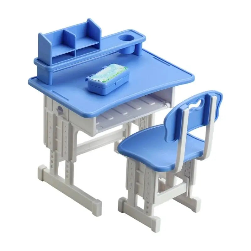 Miniature Desk & Chair Set – Dollhouse School Furniture for Kids