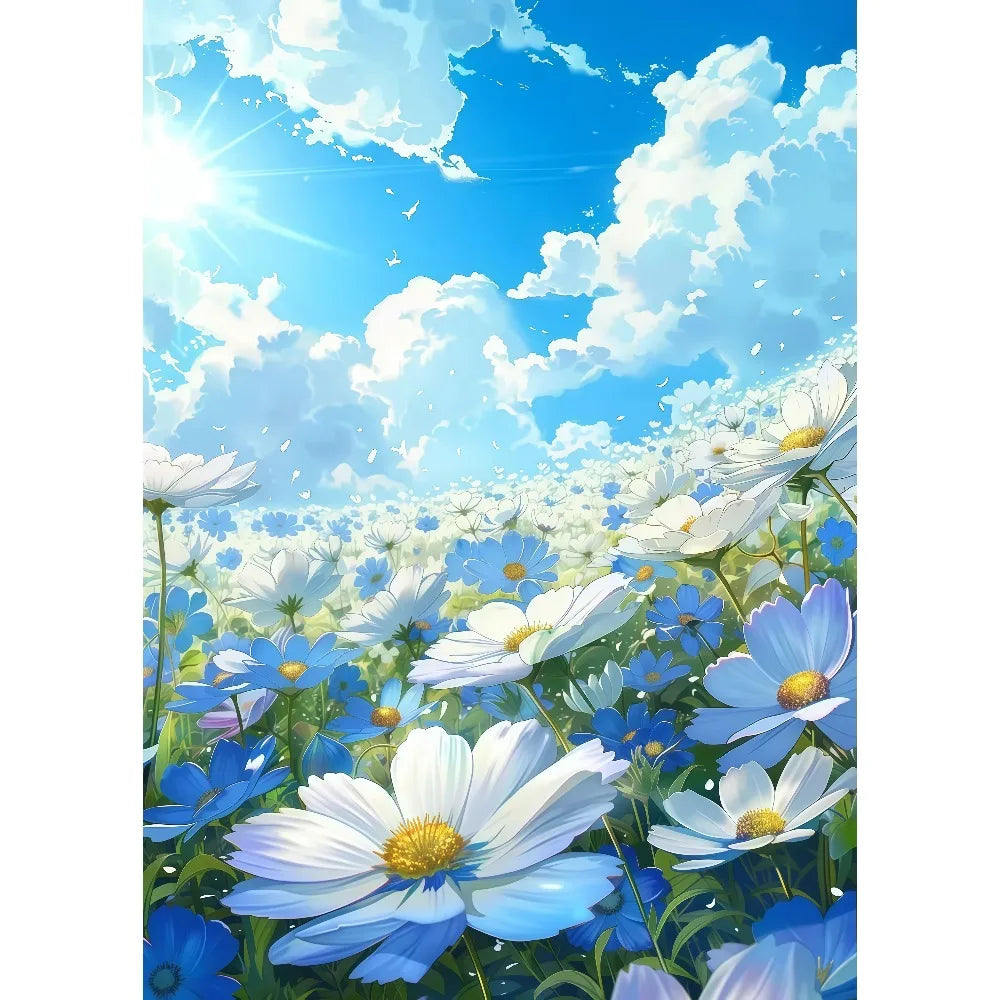 Anime Summer Landscape Canvas Wall Art | Beach Forest Cabin