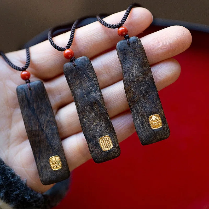 Zakiram God of Wealth Sinking Incense Wood Pendant Ornament