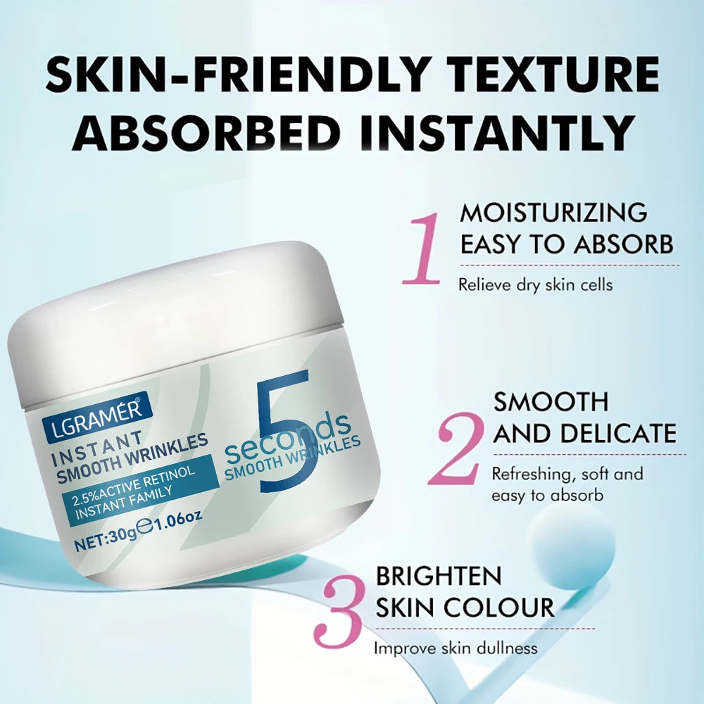 5 Seconds Retinol Smooth Wrinkles Cream Nourishing Moisturizer Fade Spot Firming Face Fine Skin Care Lifting Cream Care Products Peaceful Pleasures Health and Wellness