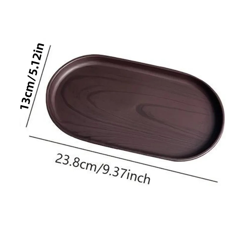 2-Piece Set of Small Oval Trays in Walnut Wood Color, Suitable for Tea Cups, Small Plates, Snacks, Cakes, Café Desserts, Storage Trays, Tea Trays, Christmas and Halloween Table Decorations Peaceful Pleasures Health and Wellness