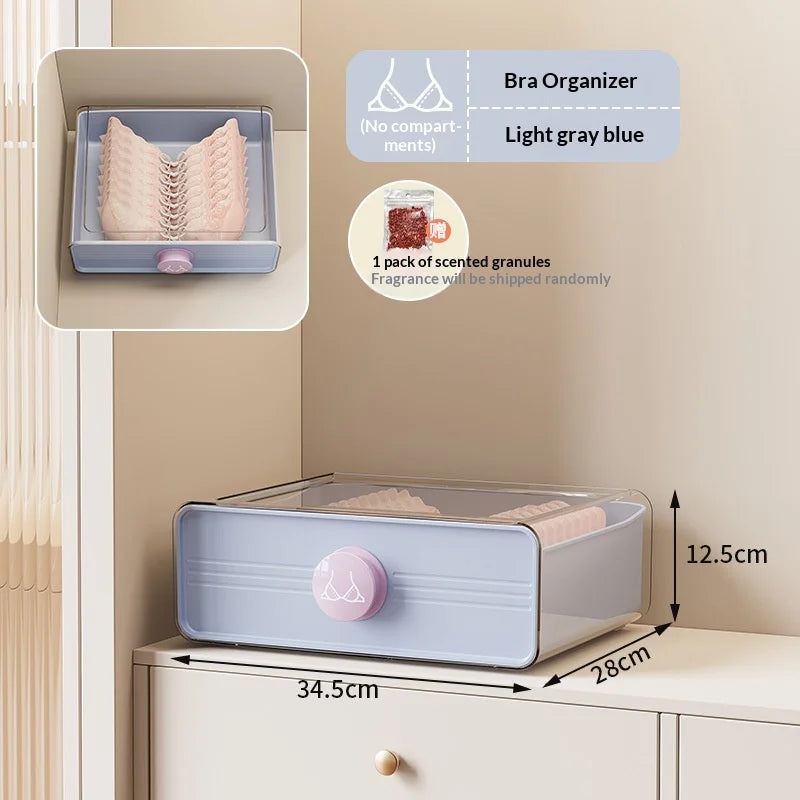 Vibrant 3 in 1 Drawer Divider Storage Box for Underwear Bras Socks Lingerie with Dividers for Closet Dresser Women Girls Peaceful Pleasures Health and Wellness No Grid Blue