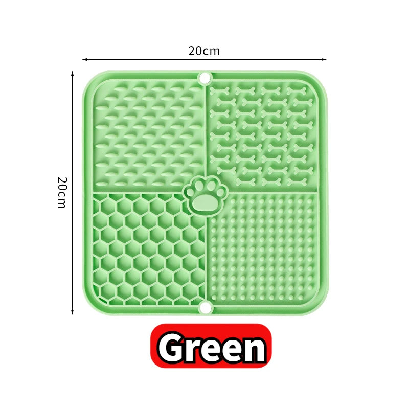 Pet Lick Silicone Mat Slow Feeder Dog Food Plate Bathing Distraction Sucker Training Feeder for Dogs Kitchen Supplies Peaceful Pleasures Health and Wellness Green