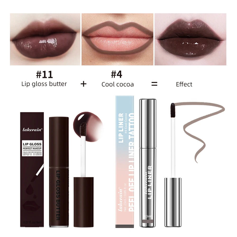Highly Pigmented Lip Liner And Butter Non-stick Cup Lip Gloss Tattoo Matte Lip Liner Lasting Lip Stain Waterproof Lip Gloss Peaceful Pleasures Health and Wellness set D