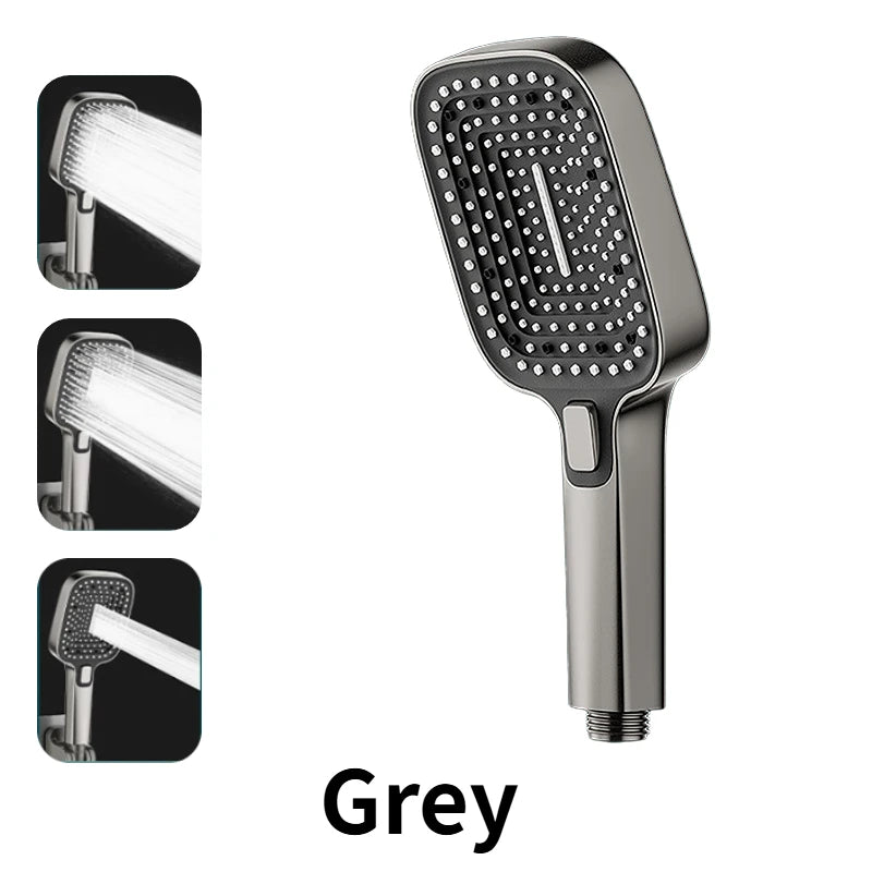 3 Mode Adjustable Shower Head Rainfall Shower Large Flow Showerhead High Pressure Water Saving Shower Mixer Bathroom Accessories Peaceful Pleasures Health and Wellness Grey