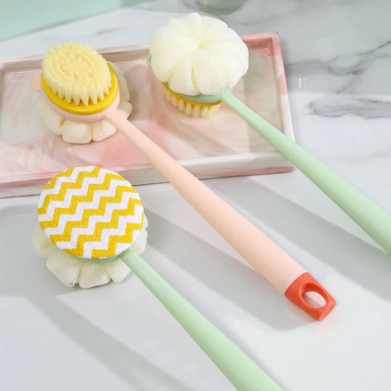2-in-1 Double-Sided Bath Brush | Long Handle Back Scrub