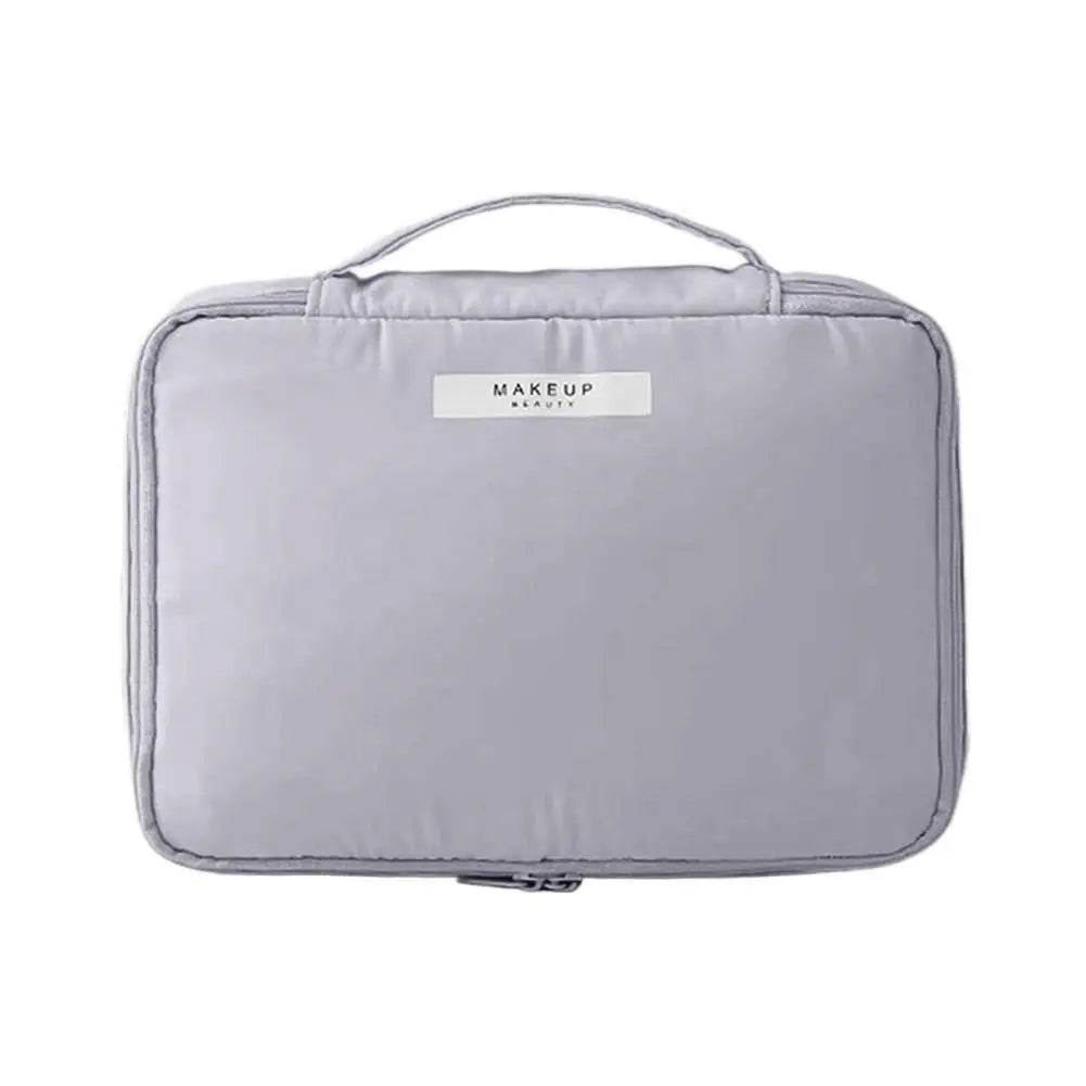 Travel Cosmetics Storage Bag Large Capacity Detachable Makeup Bag with Brush Holder Waterproof Toiletry Bag for WomenWashing Bag Peaceful Pleasures Health and Wellness Gray