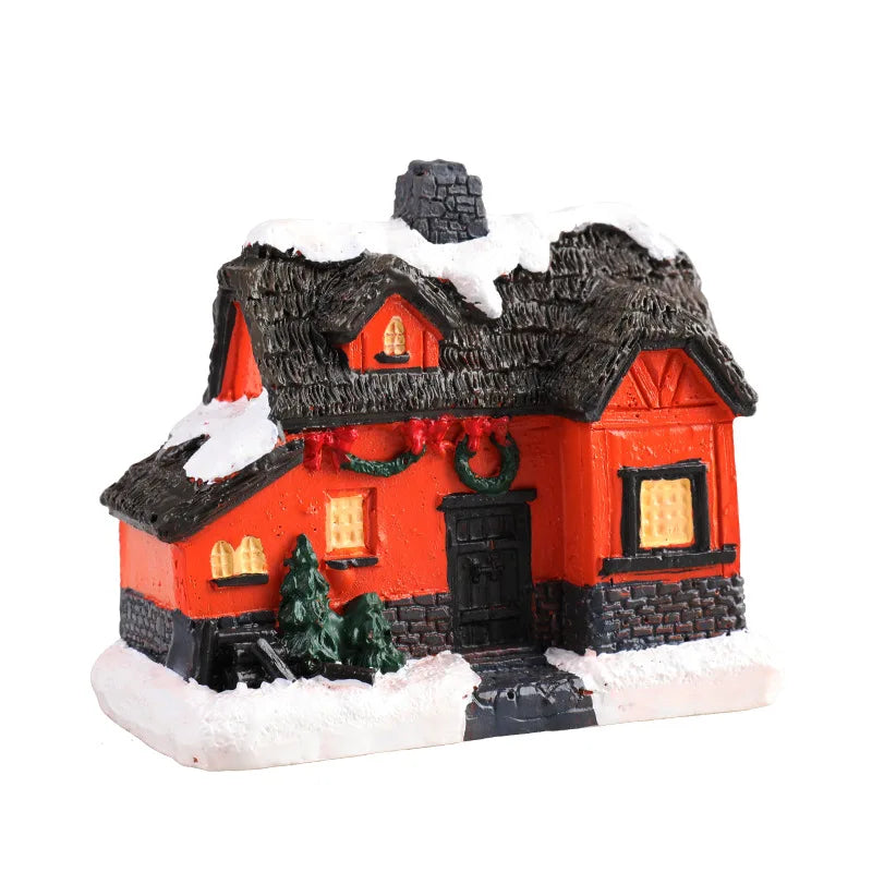 8 Styles Resin Christmas House Ornament Micro Landscape LED Light Xmas Village Decorative Party Home Decoration DC05 Peaceful Pleasures Health and Wellness G