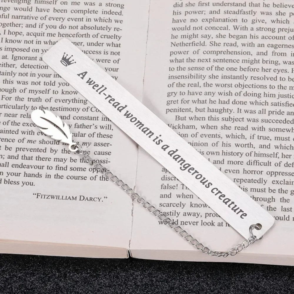Exquisite Stationery Retro Bookmark Book Label Leaf Pendant Metal Bookmark Cameo a Well-read Woman Page Mark Reading Accessories Peaceful Pleasures Health and Wellness