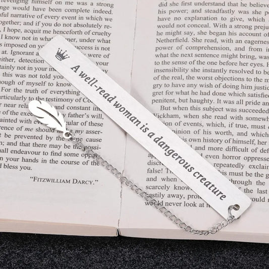 Exquisite Stationery Retro Bookmark Book Label Leaf Pendant Metal Bookmark Cameo a Well-read Woman Page Mark Reading Accessories Peaceful Pleasures Health and Wellness