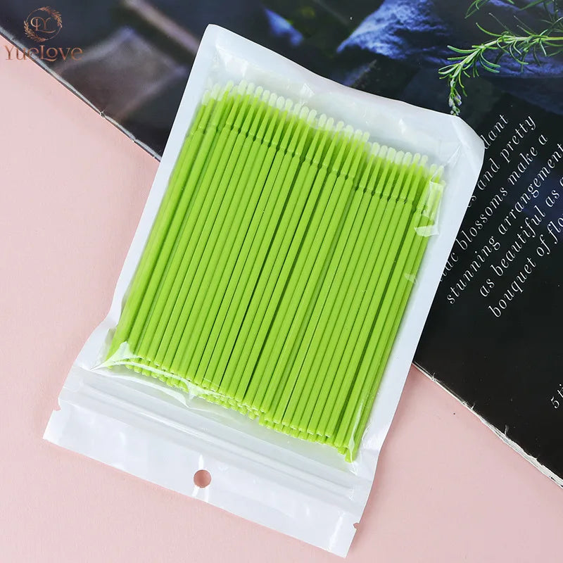100Pcs Eyelash Micro Cleaning Brushes | Lash Extension Swabs