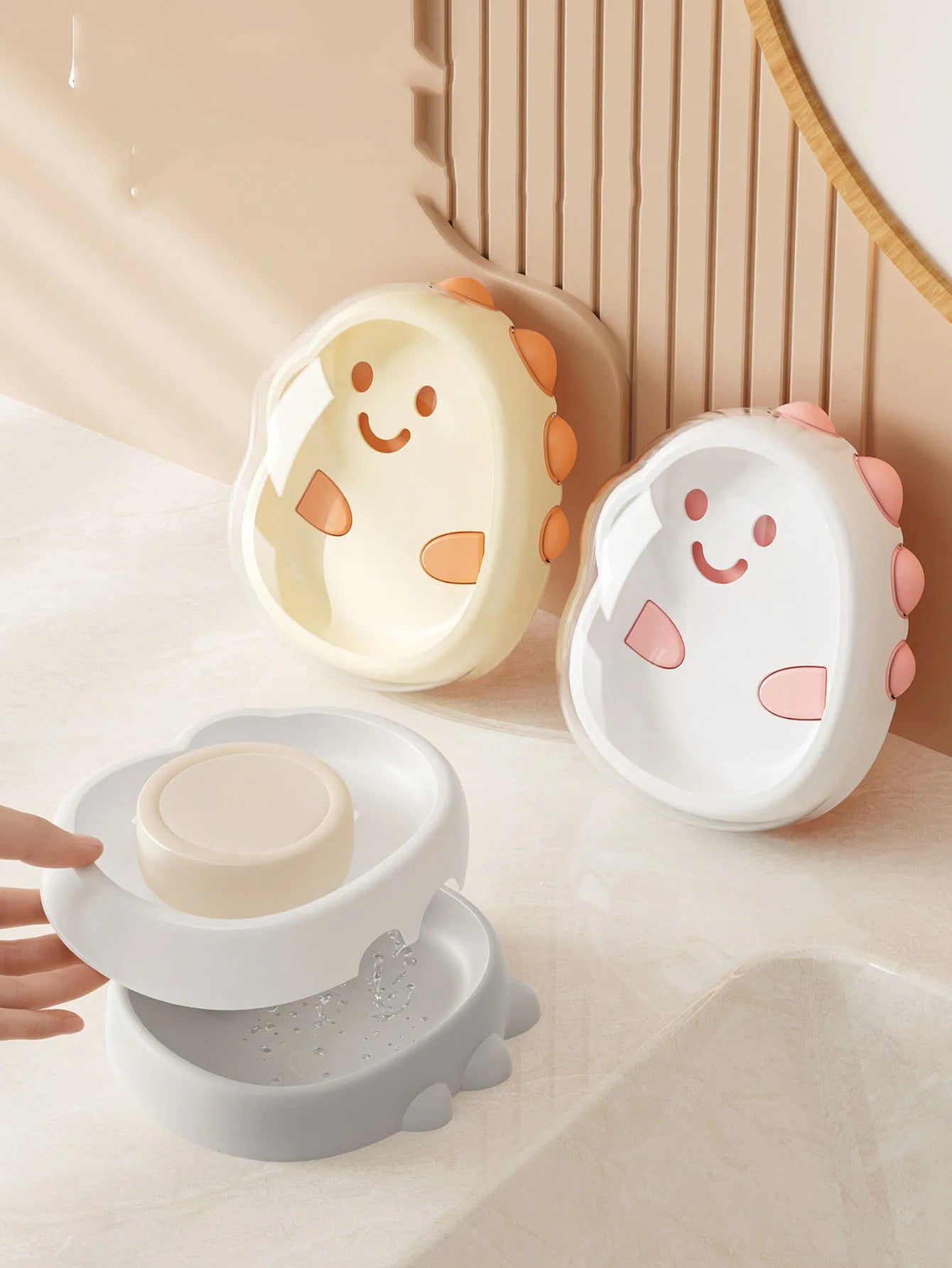 1PCS Plastic Cute Cartoon Double-Layer Soap Box with Lid - Drainage Soap Holder for Home, Bathroom Countertop Soap Container Peaceful Pleasures Health and Wellness